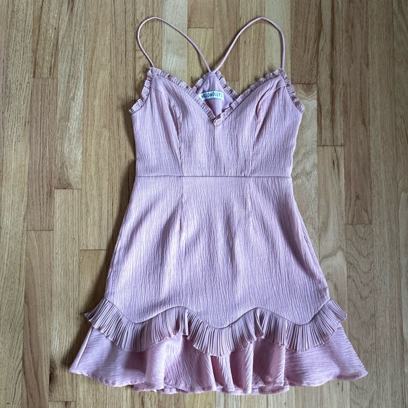 HELLO MOLLY scorpio season mini dress ruffle coquette feminine blush pink size M - Picture 5 of 14